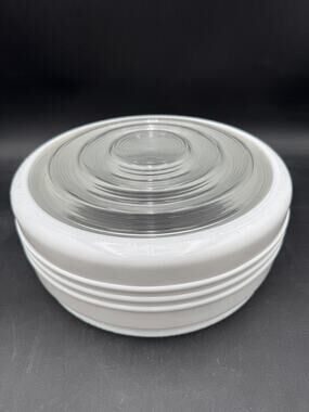 Glass Drum Ceiling Light Cover, 9.75" Fitter, MCM Frosted/Bullseye Replacement